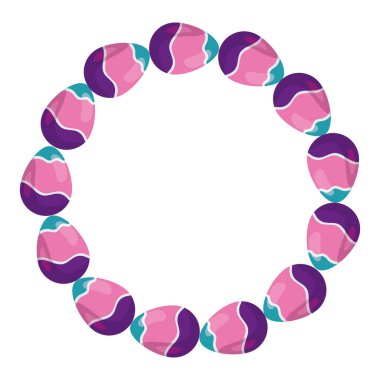 frame circular of eggs easter decorated