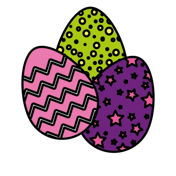 Conjunto de huevos lindos Pascua decorado — Vector de stock