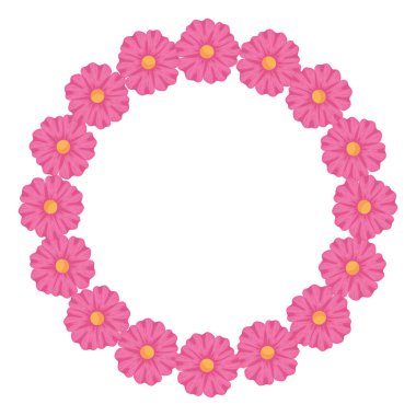 frame circular of cute flowers nature