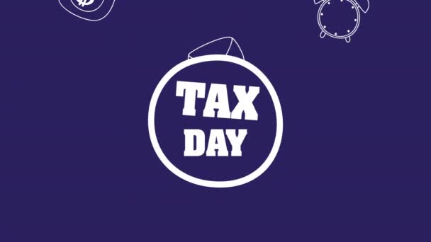 Tax day animation with seal and set icons — Stock Video