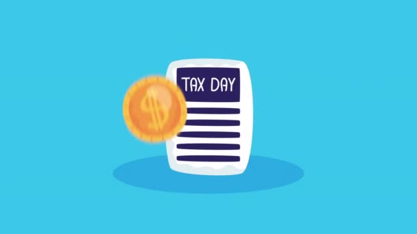 Φορολογική ημέρα animation με φάκελο και χρήματα — Αρχείο Βίντεο