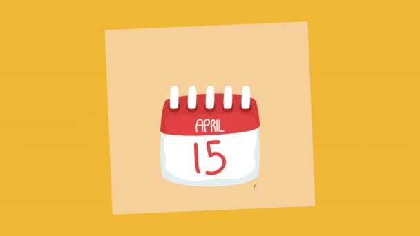 Tax day animation with calendar — Stock Video