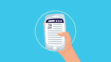 akıllı telefon ile çevrimiçi vergi günü animasyonu
