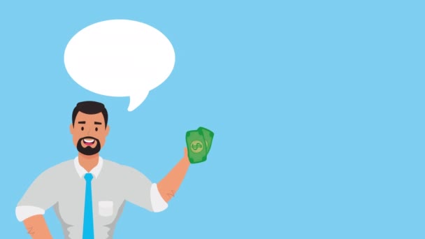 Φορολογική ημέρα animation με επιχειρηματία και χρήματα — Αρχείο Βίντεο