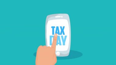 akıllı telefon kullanarak vergi günü animasyonu