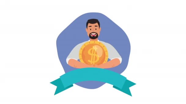 finances de l'argent avec homme d'affaires et pièce 