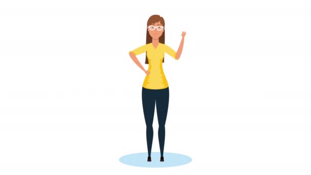 Young businesswoman avatar character icon — Stock Video