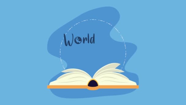 Welttag des Buches mit Schriftzügen — Stockvideo