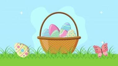 Mutlu Paskalya animasyon kartları ve kampta yumurtalar