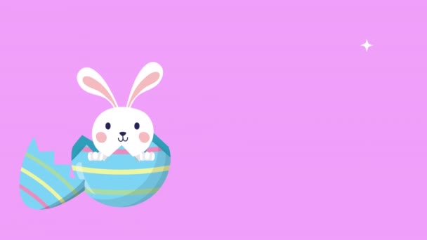 Veselá velikonoční animovaná karta s králíkem ve vejci