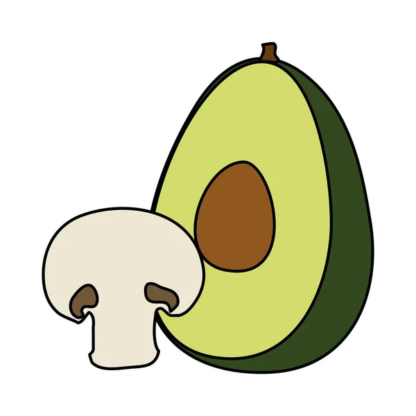 Frisches Avocado- und Pilzgemüse — Stockvektor