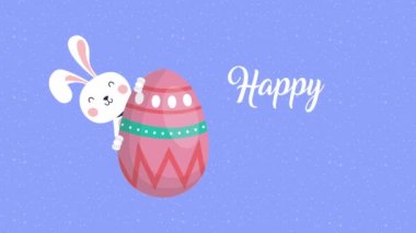 Mutlu Paskalya animasyon kartları tavşan ve yumurta boyalı