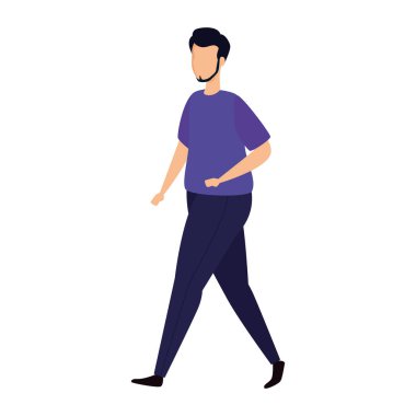 Genç adam yürüyen Avatar karakteri