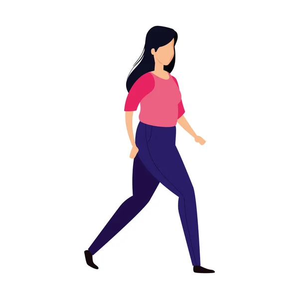 Bela mulher andando avatar personagem ícone — Vetor de Stock