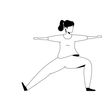 Güzel bir kadın egzersiz ikonu üzerinde çalışıyor.