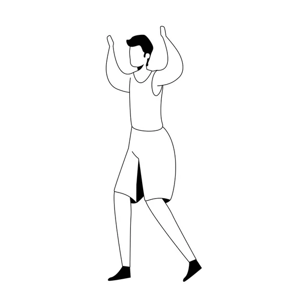 Young man practicing exercise isolated icon — Stockový vektor