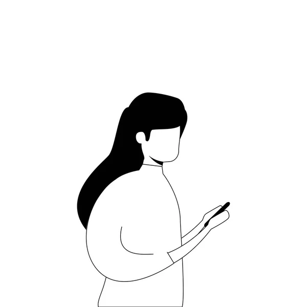 Beautiful woman with smartphone avatar character icon — 图库矢量图片