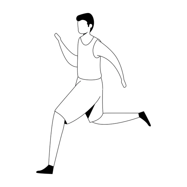 Joven hombre corriendo avatar carácter icono — Vector de stock