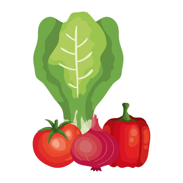 Pomodoro fresco con icone di verdure isolate — Vettoriale Stock