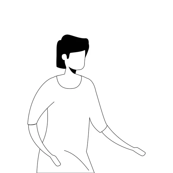 Jonge man avatar karakter pictogram — Stockvector