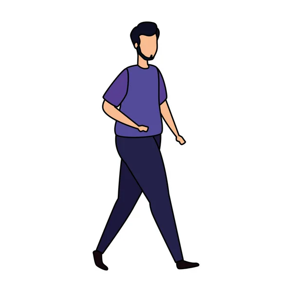 Young man walking avatar character — Stock Vector