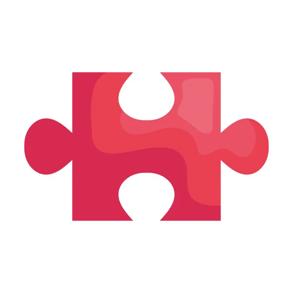 Puzzle piece red pink isolated icon — Stockvector
