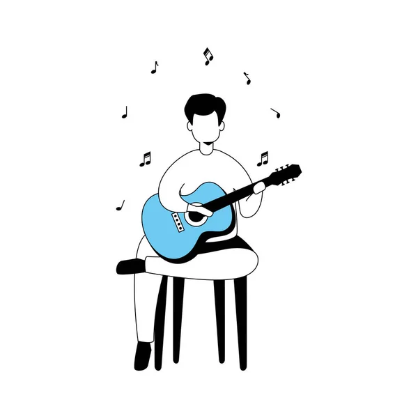 Man with guitar isolated icon — Stock Vector