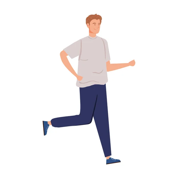 Joven caminando carácter avatar — Vector de stock