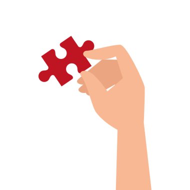 bulmaca parçası izole simgesi ile el