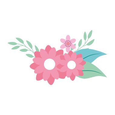 Dalları ve yaprakları olan pembe çiçekler.