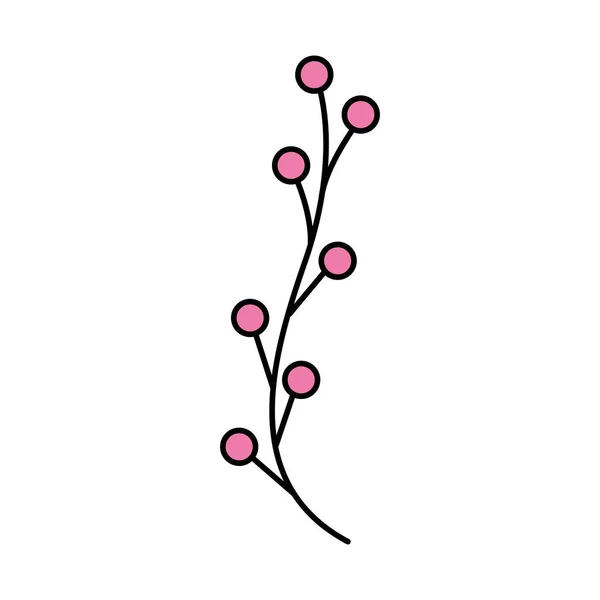 Rama con semillas de color rosa icono aislado — Vector de stock