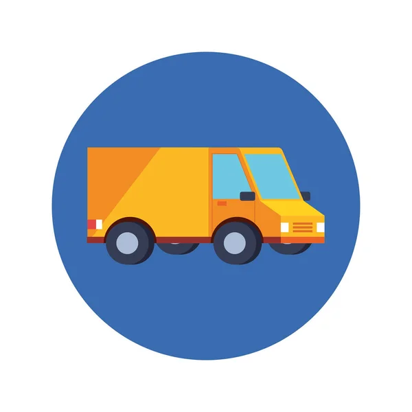 Delivery service van transportation in frame circular — Stockvektor
