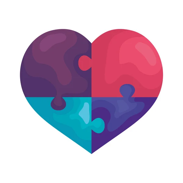 Heart of puzzle pieces icon — Stock Vector