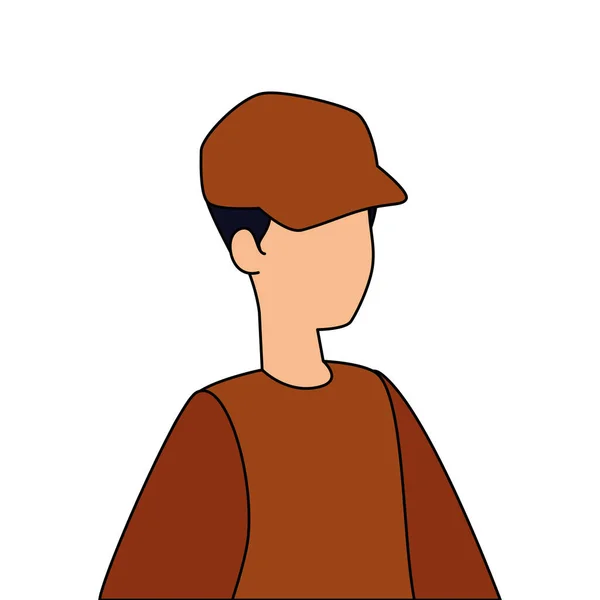 Young man with cap avatar character — Stock Vector