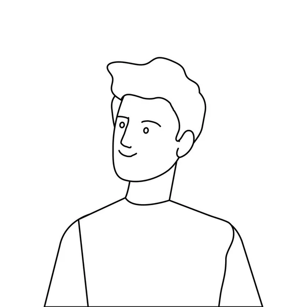 Jeune homme ligne style icône — Image vectorielle