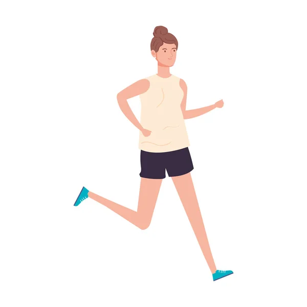 Beautiful woman running avatar character icon — ストックベクタ