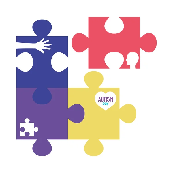 퍼즐 조각으로 가득 찬 세계 자폐증의 날 — 스톡 벡터
