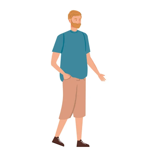 Молодой человек ходячий персонаж аватара — стоковый вектор