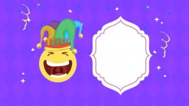 Gülen emoji ve şakacı şapkalı 1 Nisan günü kartı