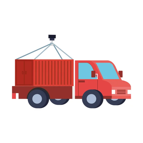 Lieferservice mit LKW und Container — Stockvektor