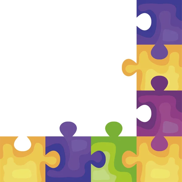 Quadro de ícones de peças de quebra-cabeça — Vetor de Stock