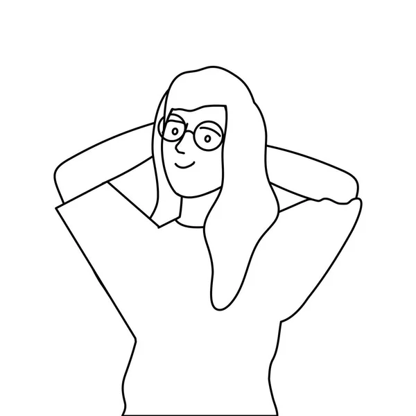 Wanita cantik dengan karakter avatar kacamata mata - Stok Vektor