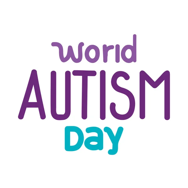 Lettering di giorno di autismo mondiale — Vettoriale Stock