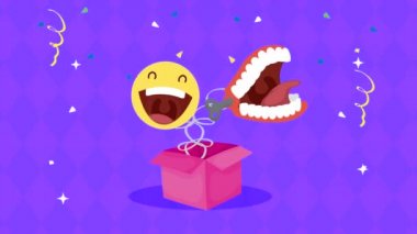 Nisan 'ın 1' i. Gülen emoji ve sürpriz şapkalı ağız.