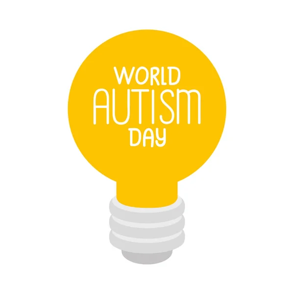Mondo autismo giorno con lampadina — Vettoriale Stock