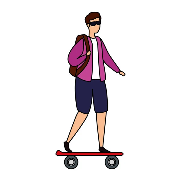 Giovane in skateboard personaggio avatar — Vettoriale Stock