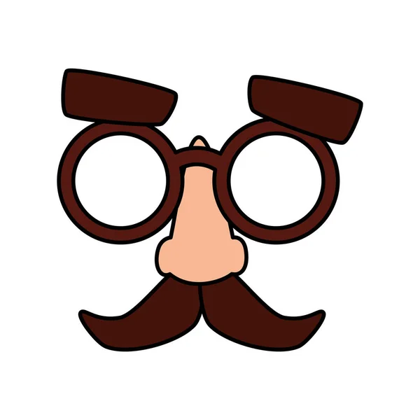 Maske mit Brille und Schnurrbart — Stockvektor
