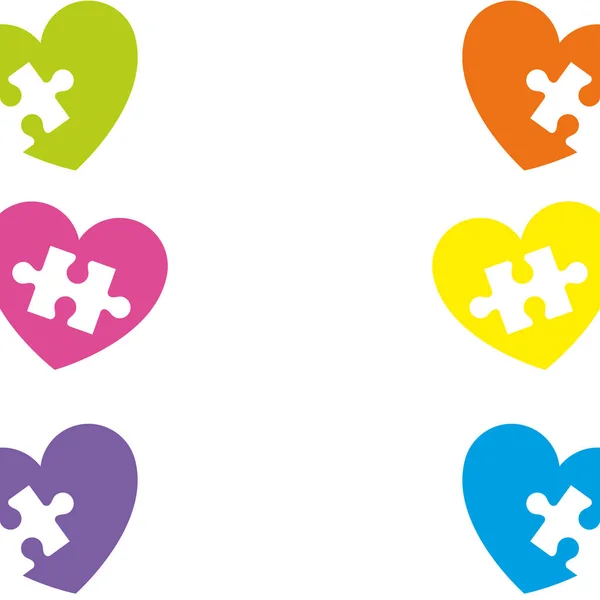 Hearts with puzzle pieces icons — Stock Vector