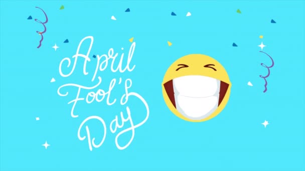 Avril fools carte de jour avec emoji rire et lettrage — Video