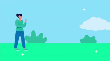 Smartphone alanını kullanan kadın